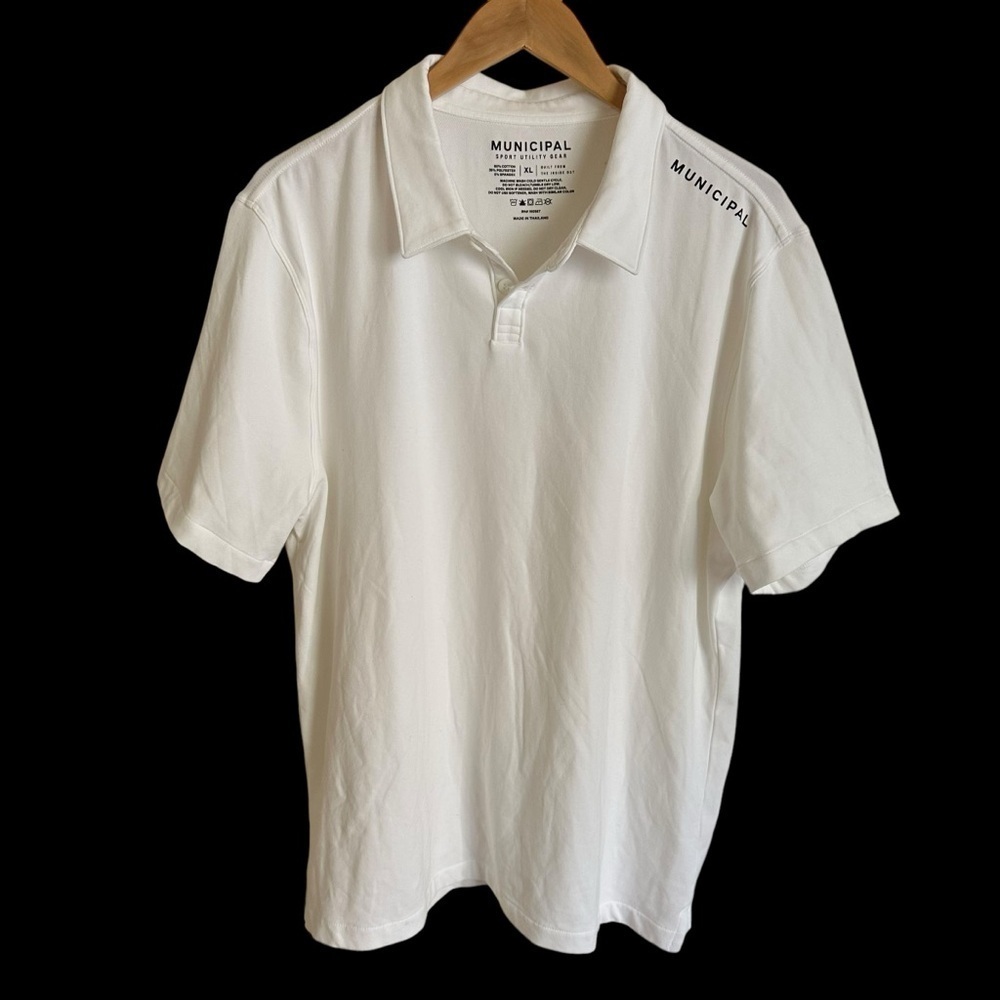 Municipal Sport Utility Gear Mens XL White Polo Shirt‎ Knit Cotton Blend Stretch
